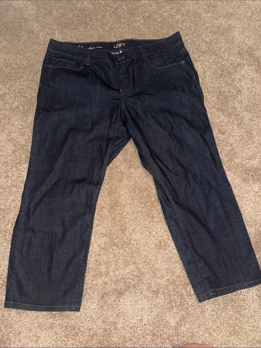Ann Taylor Loft Modern Crop Jeans Size 14 Dark Wash 5 pocket